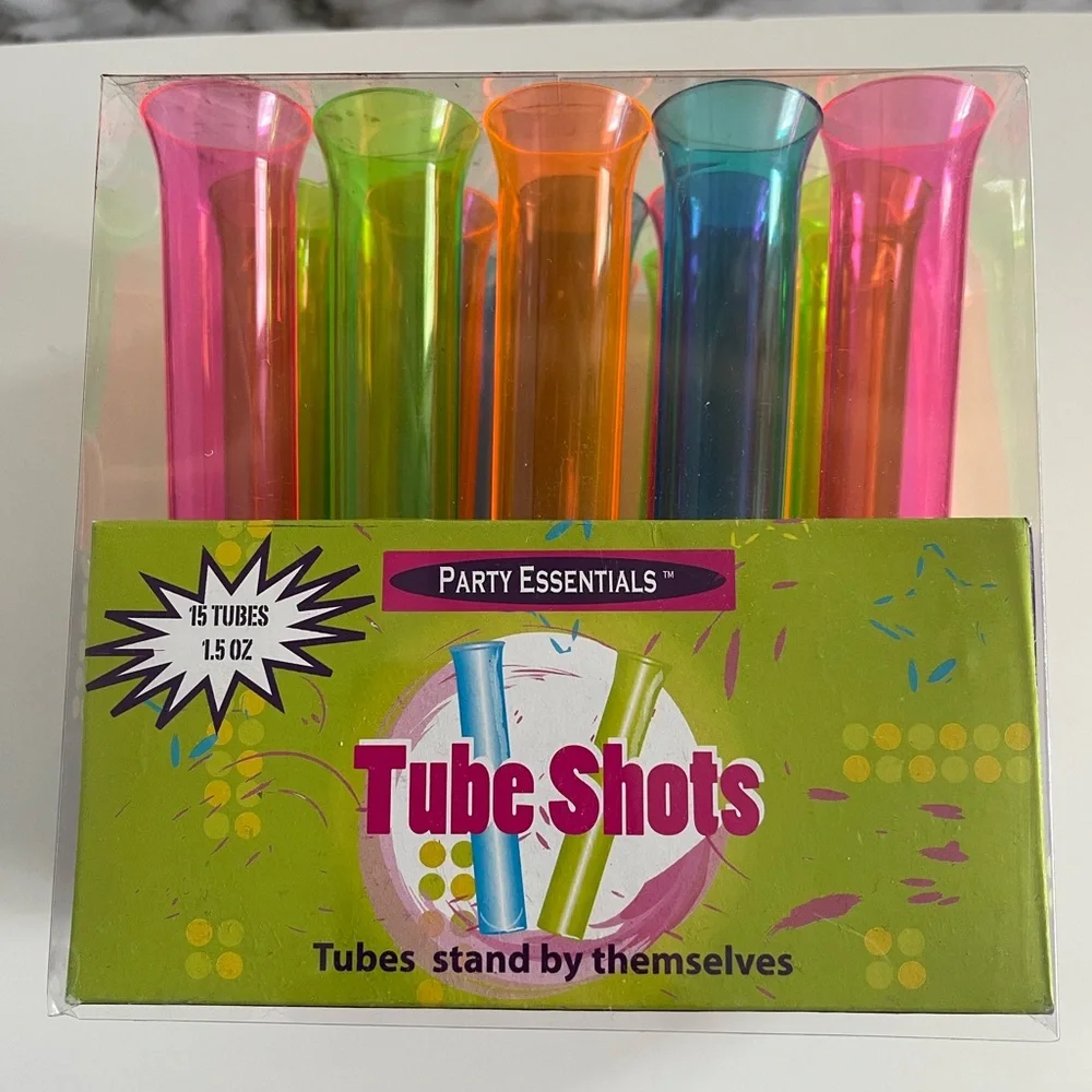 Party Essentials Tube Shots Plastic Assorted Neon 15 ct